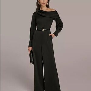 Donna Karan Black Off-Shoulder Jumpsuit
